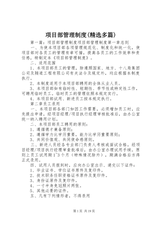 项目部管理规章制度(精选多篇)