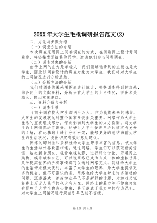 20XX年大学生毛概调研报告范文(2)