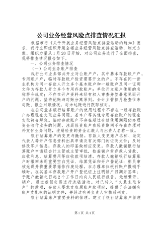 公司业务经营风险点排查情况汇报 