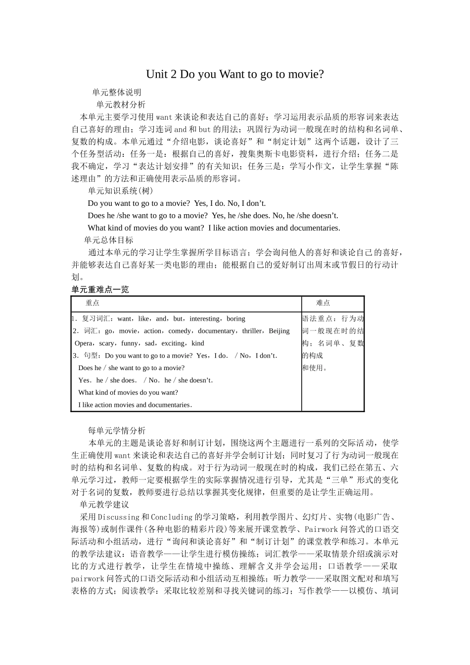 unit 2 do you want to go to a movie教案2（鲁教版六年级下）doc--初中英语 _第1页