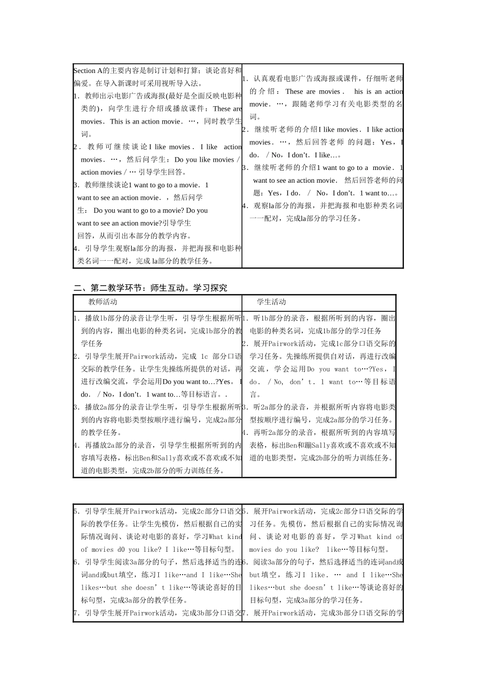 unit 2 do you want to go to a movie教案2（鲁教版六年级下）doc--初中英语 _第3页