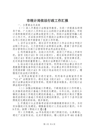 市统计局依法行政工作汇报 