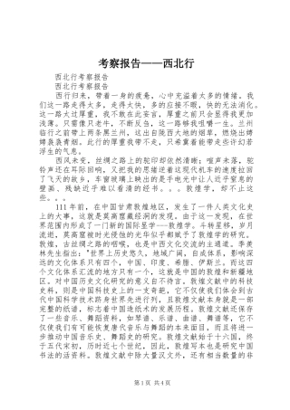 考察报告——西北行 
