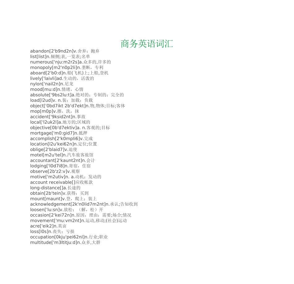 商务英语常用词语汇编_第1页