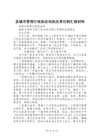 县城市管理行政执法局执法责任制汇报材料 