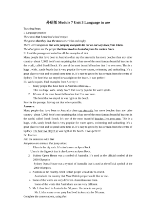 Module 7《Australia》全模块教案（外研版九年级上）-module 7 unit 3doc--初中英语 