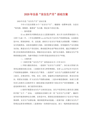 2020年全县“安全生产月”活动方案 