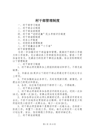 村干部管理规章制度 