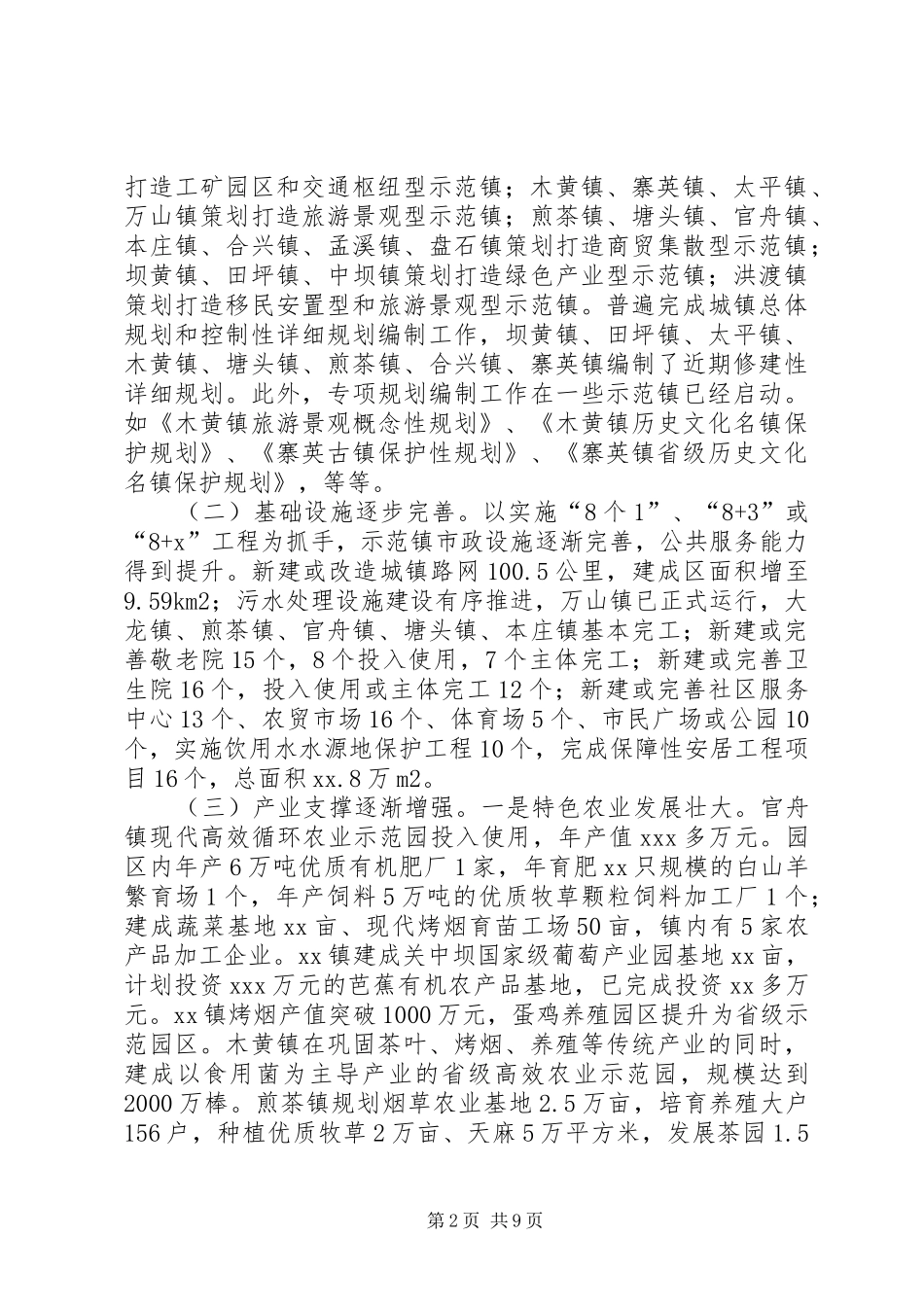 20XX年示范小城镇建设调研报告_第2页