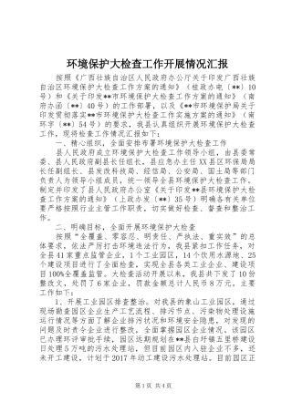 环境保护大检查工作开展情况汇报 