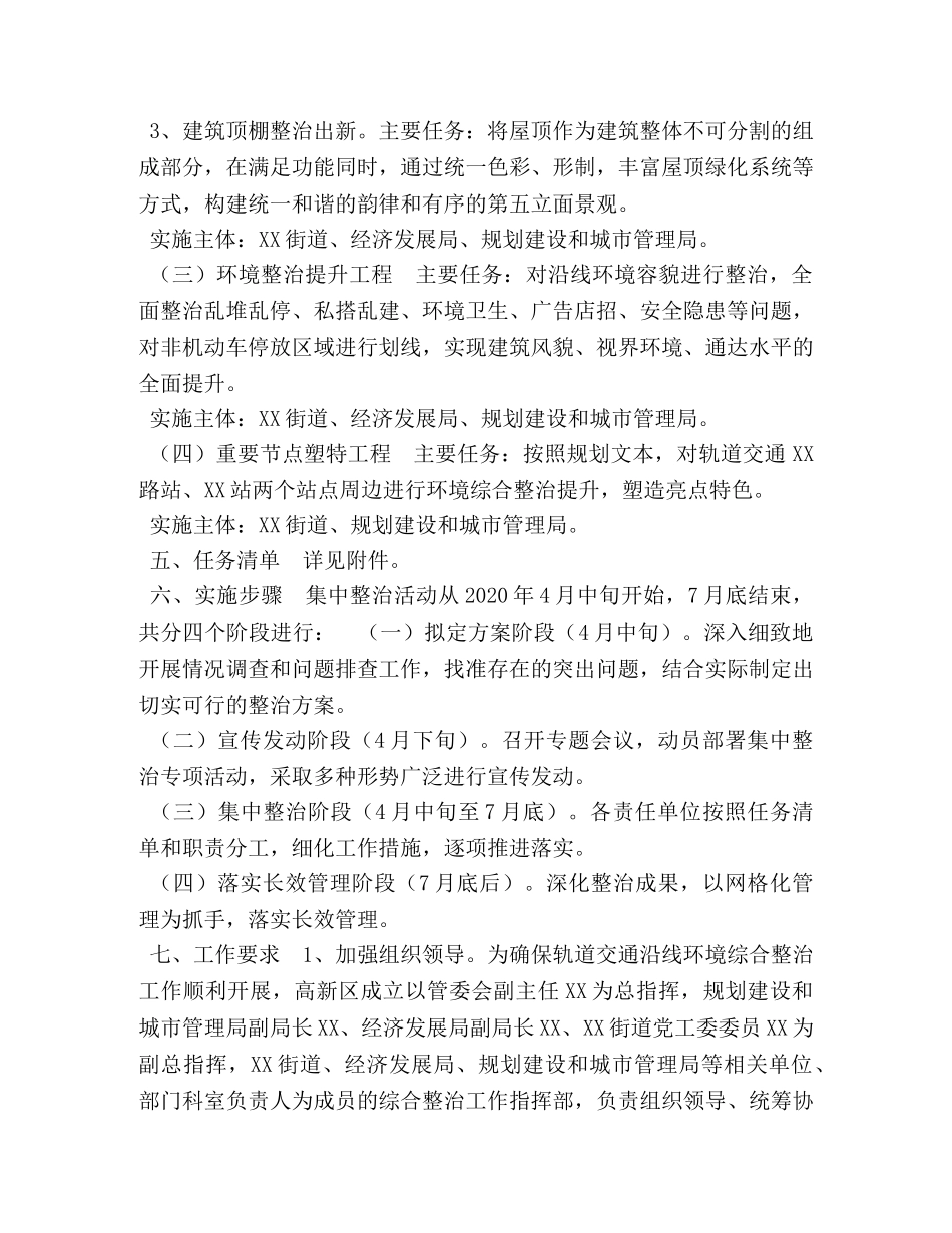 [XX高新区轨道交通沿线环境综合整治工作实施方案]环境综合整治实施方案 _第2页