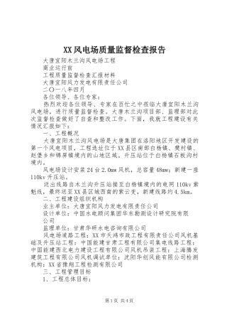 XX风电场质量监督检查报告 