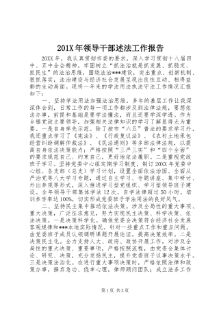 201X年领导干部述法工作报告