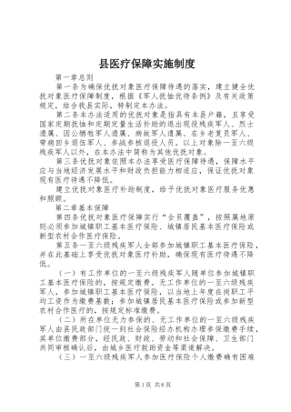 县医疗保障实施规章制度