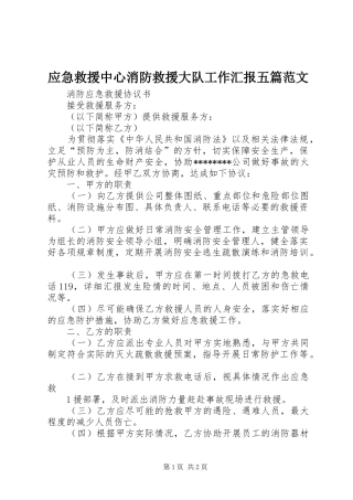 应急救援中心消防救援大队工作汇报五篇范文 