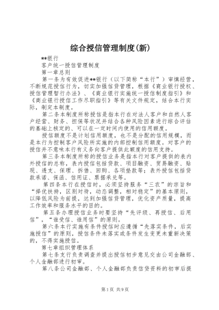 综合授信管理规章制度(新)