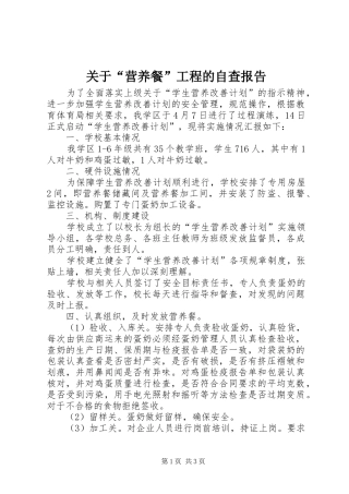 关于“营养餐”工程的自查报告 