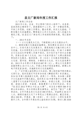 县文广新局年度工作汇报 