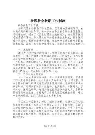 社区社会救助工作规章制度