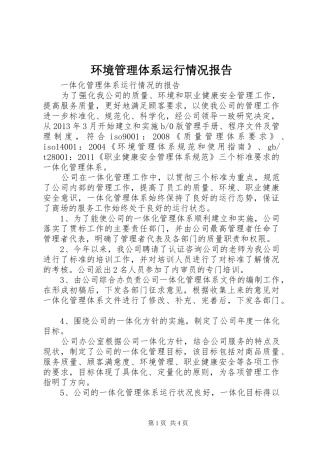 环境管理体系运行情况报告 