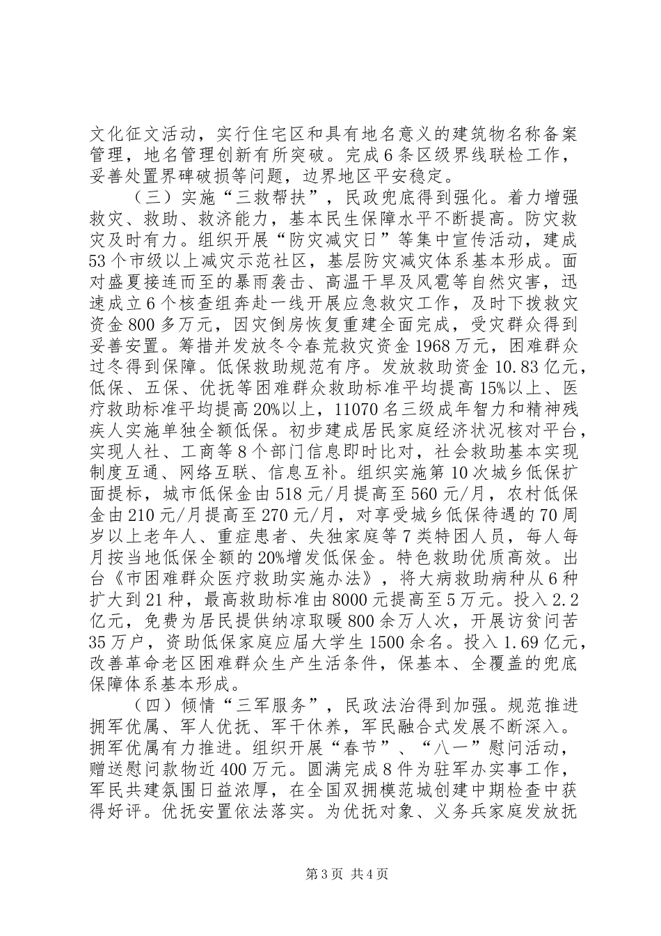 市民政工作报告材料 _第3页