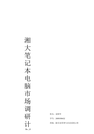 市场调研计划书样本