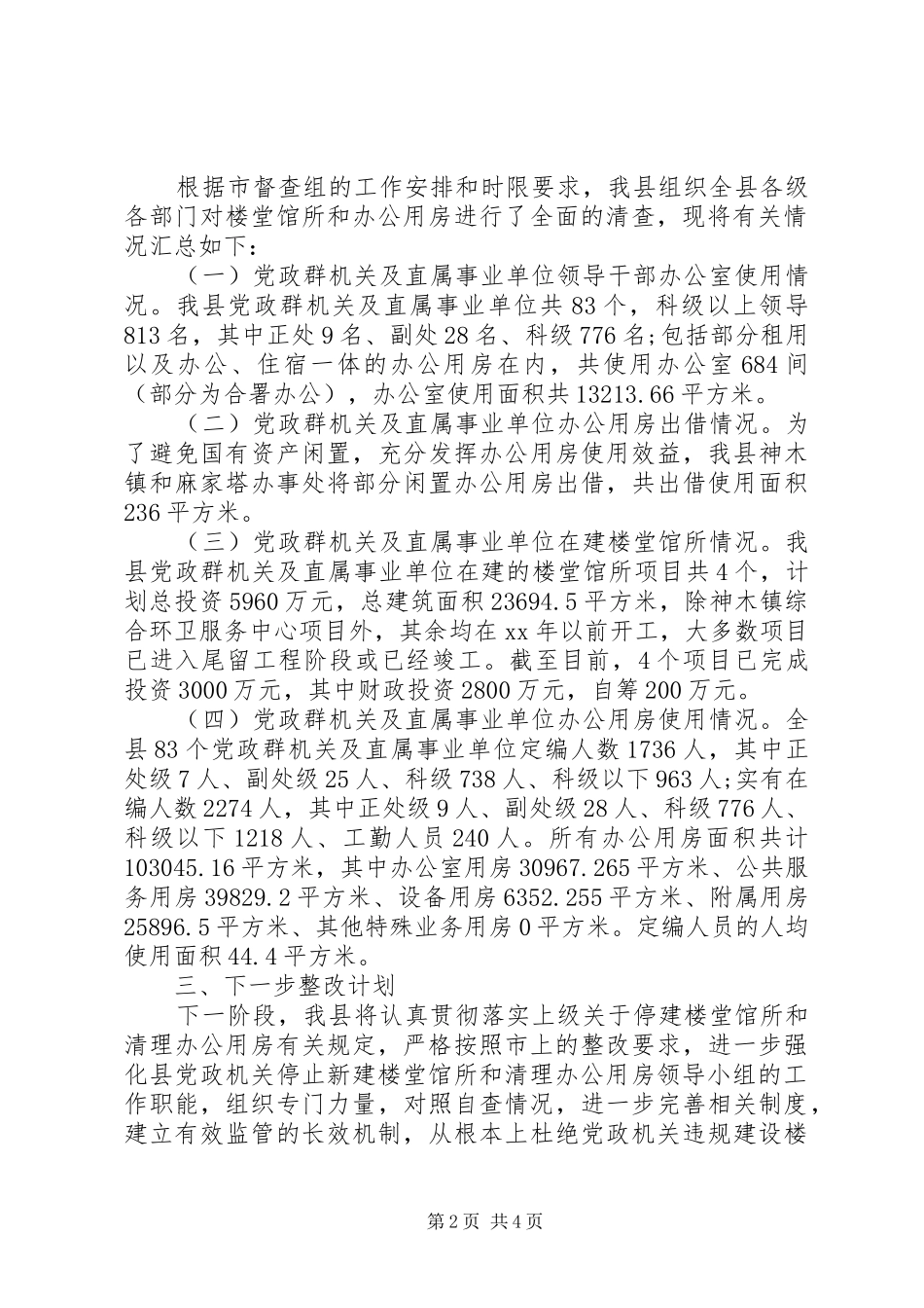 20XX年关于清理办公用房自查报告_第2页