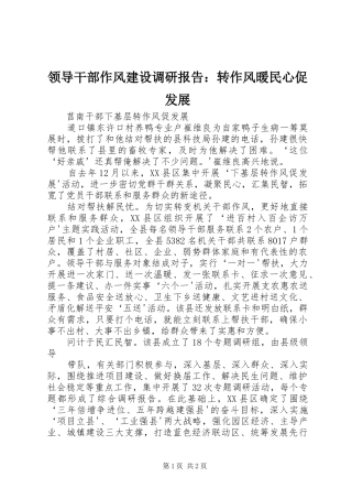 领导干部作风建设调研报告：转作风暖民心促发展 