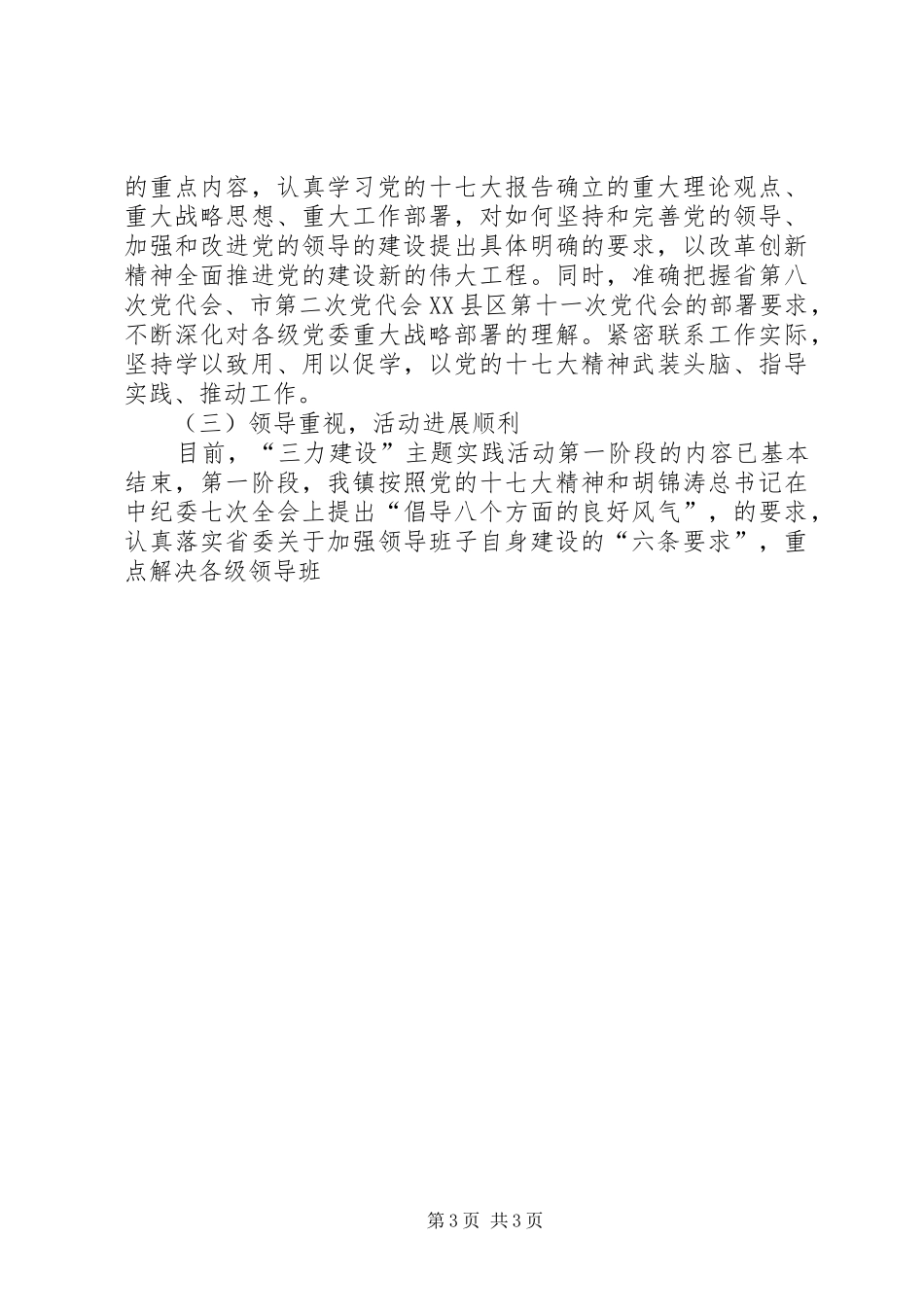 乡镇经济社会发展工作进展情况汇报 _第3页