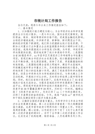 市统计局工作报告 