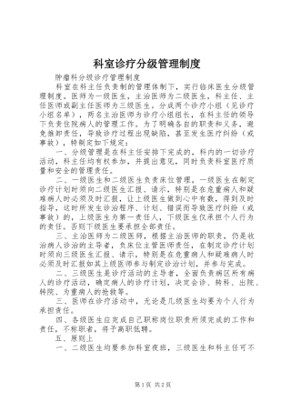科室诊疗分级管理规章制度