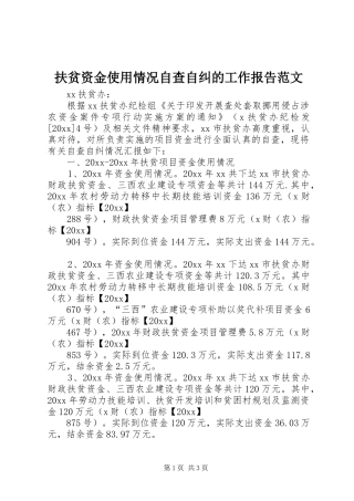 扶贫资金使用情况自查自纠的工作报告范文 
