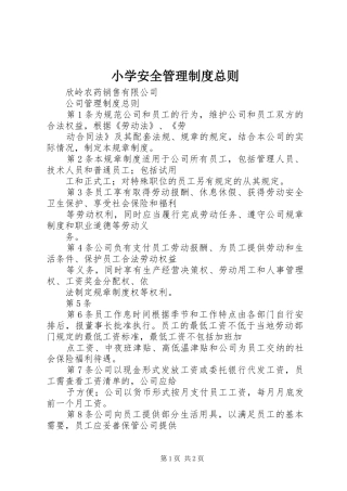 小学安全管理规章制度总则 