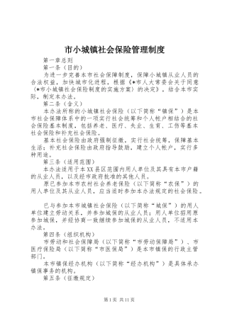 市小城镇社会保险管理规章制度