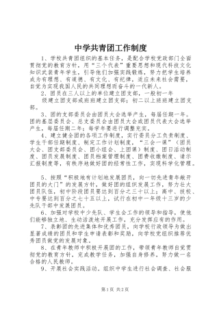 中学共青团工作规章制度 