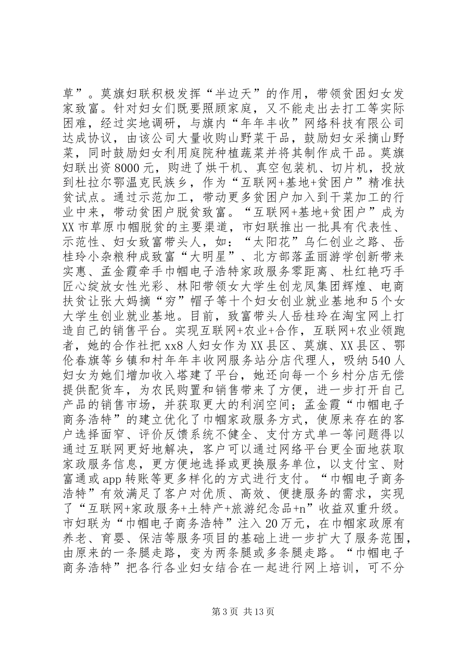 关于实施草原巾帼贫行动调研报告 _第3页