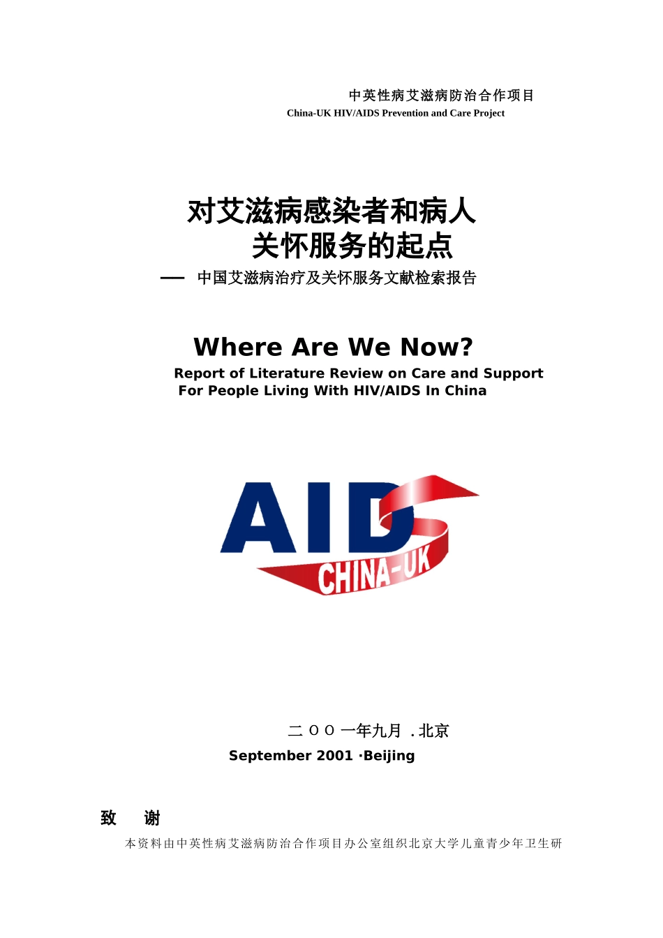 中国艾滋病治疗及关怀服务文献检索报告_第1页