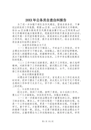 20XX年公务员自查自纠报告