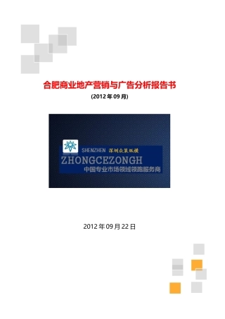 合肥商业地产营销与广告分析报告书