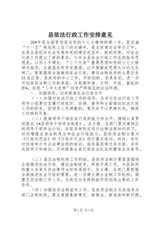县依法行政工作安排意见