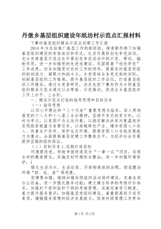 丹堡乡基层组织建设年纸坊村示范点汇报材料 