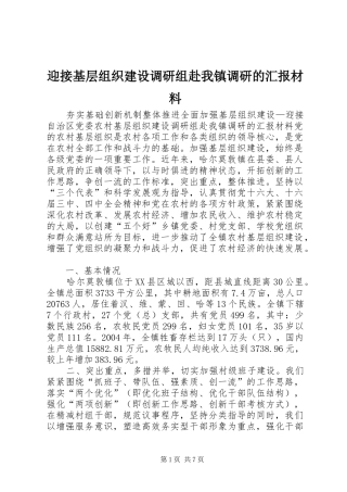 迎接基层组织建设调研组赴我镇调研的汇报材料 