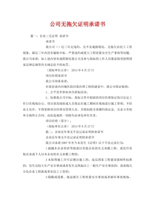 《安全管理文档》之公司无拖欠证明承诺书 