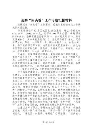 巡察“回头看”工作专题汇报材料 