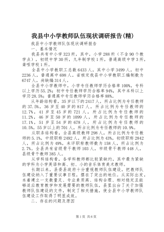 我县中小学教师队伍现状调研报告(精) 