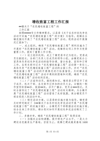 增收致富工程工作汇报 