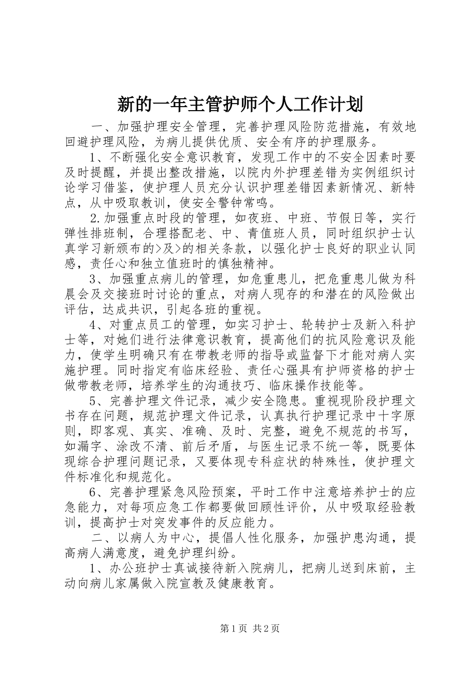 新的一年主管护师个人工作计划_第1页
