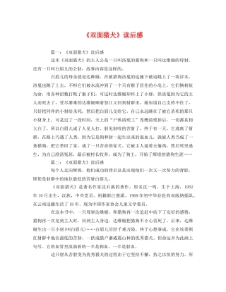 《双面猎犬》读后感2 