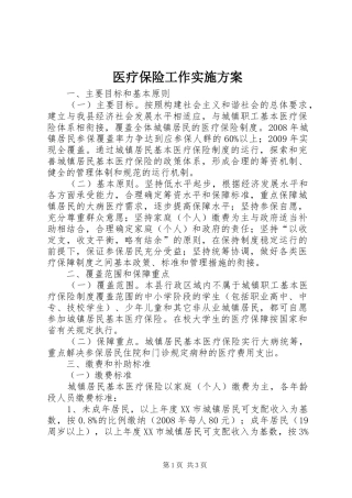 医疗保险工作实施方案