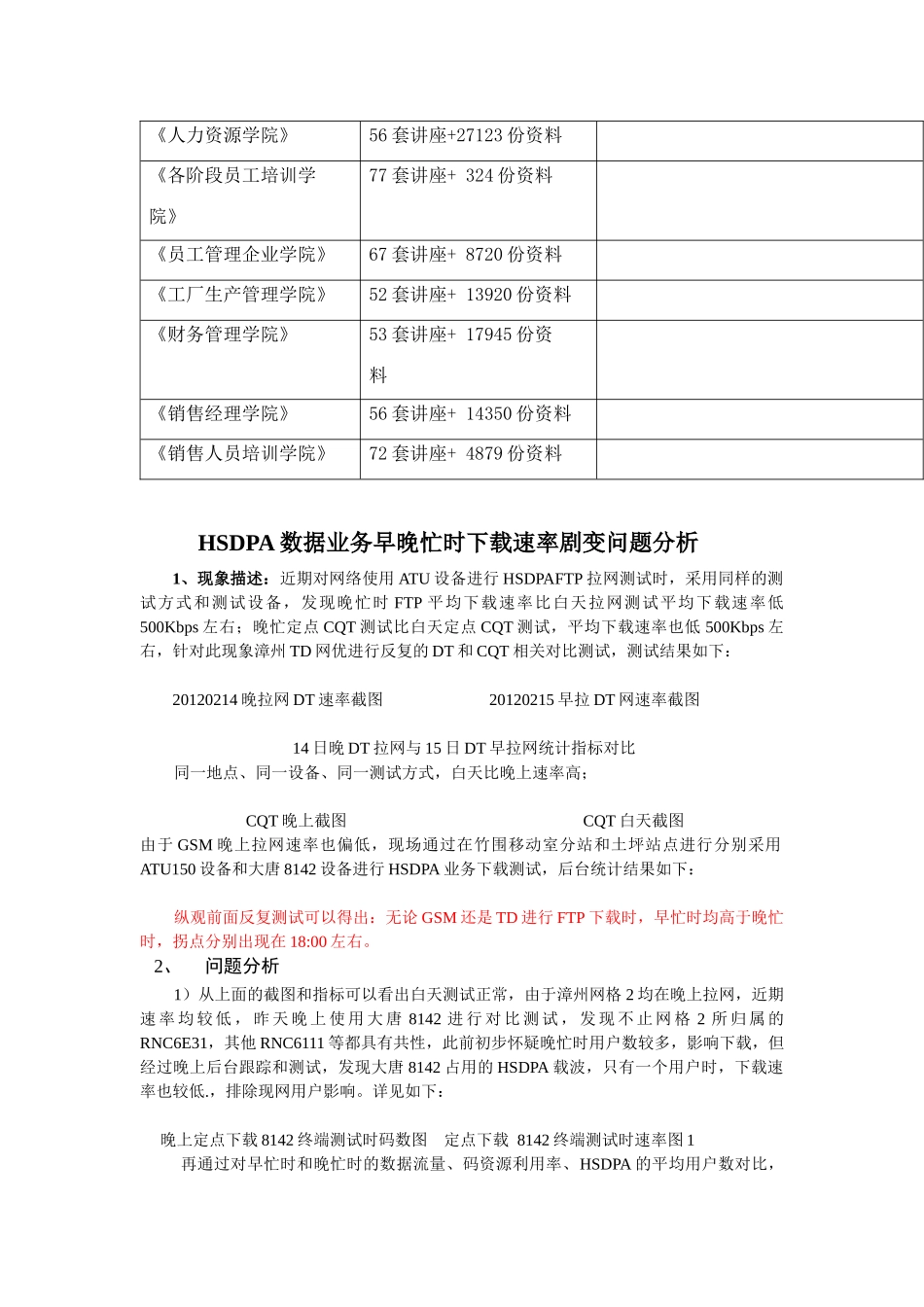 HSDPA数据业务忙时下载速率剧变问题分析_第3页